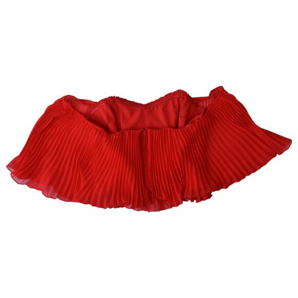 Guess Bright Red Micro Pleated Chiffon Off Shoulder Crop Top Blouse Size Large - Picture 3 of 7